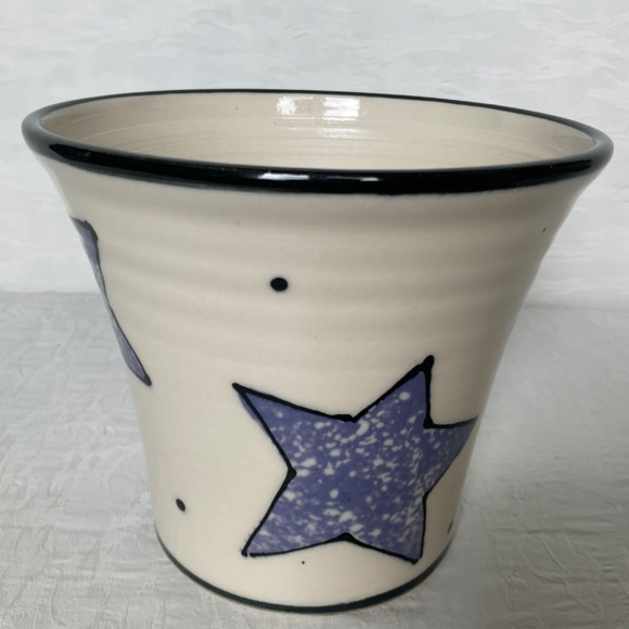 Flower Pot Professionally Hand Thrown Pottery Flower Pot Holder Vase w/ Stars - Picture 5 of 12